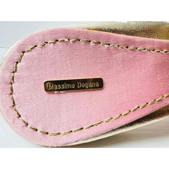 Massimo Dogana Snake Rhinestone Gold Heels Size 37 1/2 Upper Leather Soles - Picture 11 of 16